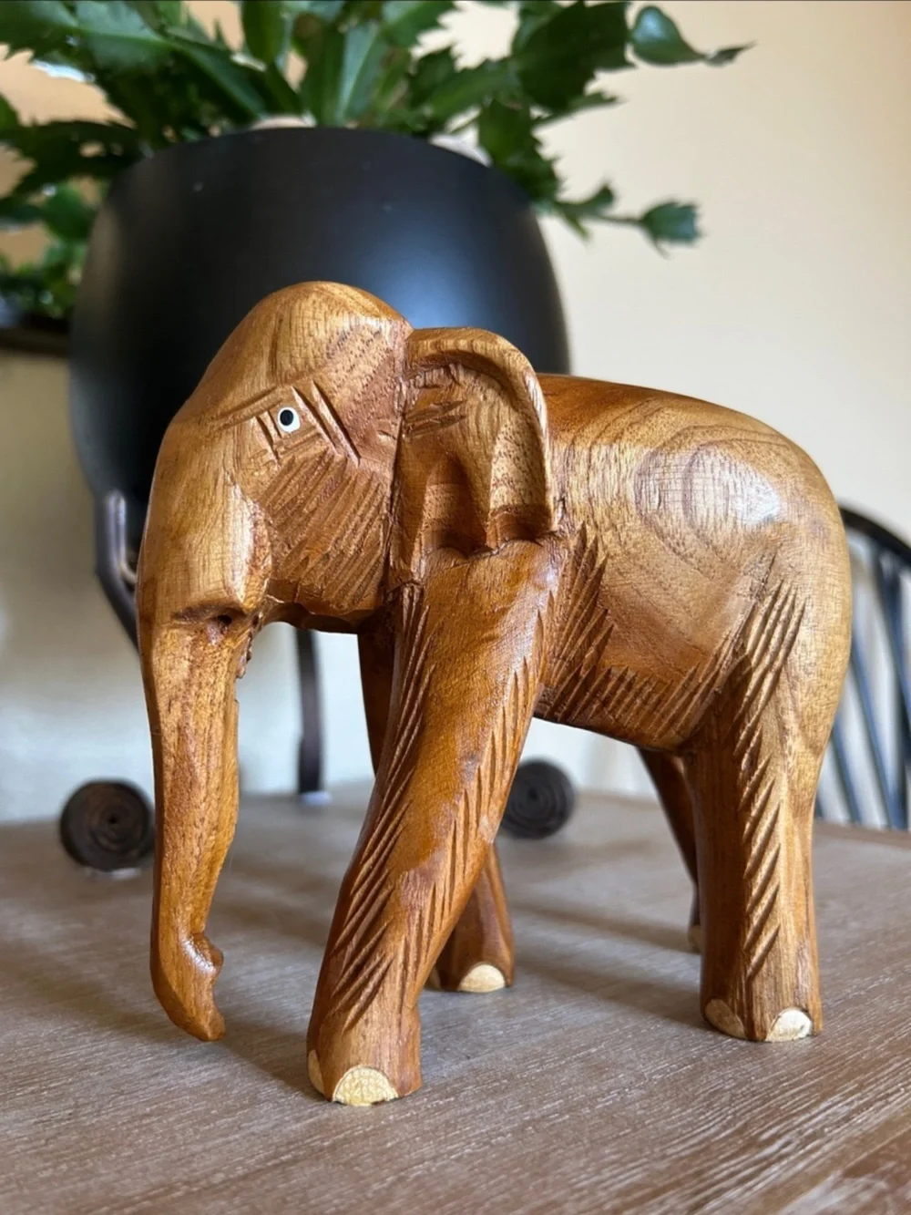 Solid Wood Hand Carved Elephants.
